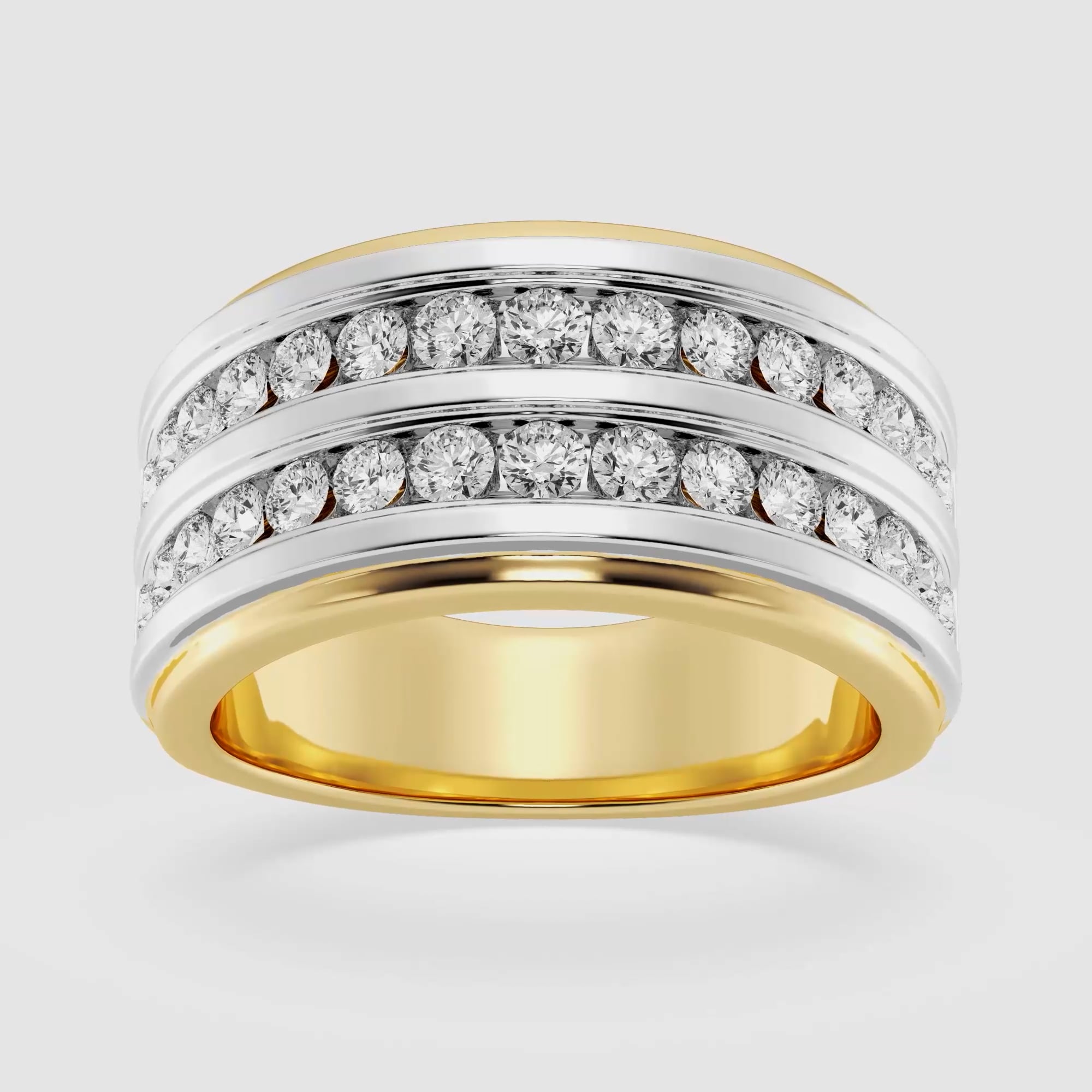 Round Men's Double Row Channel Set Wedding Band – view 9