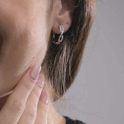 Round Moissanite Petite Paperclip Hoop Earrings