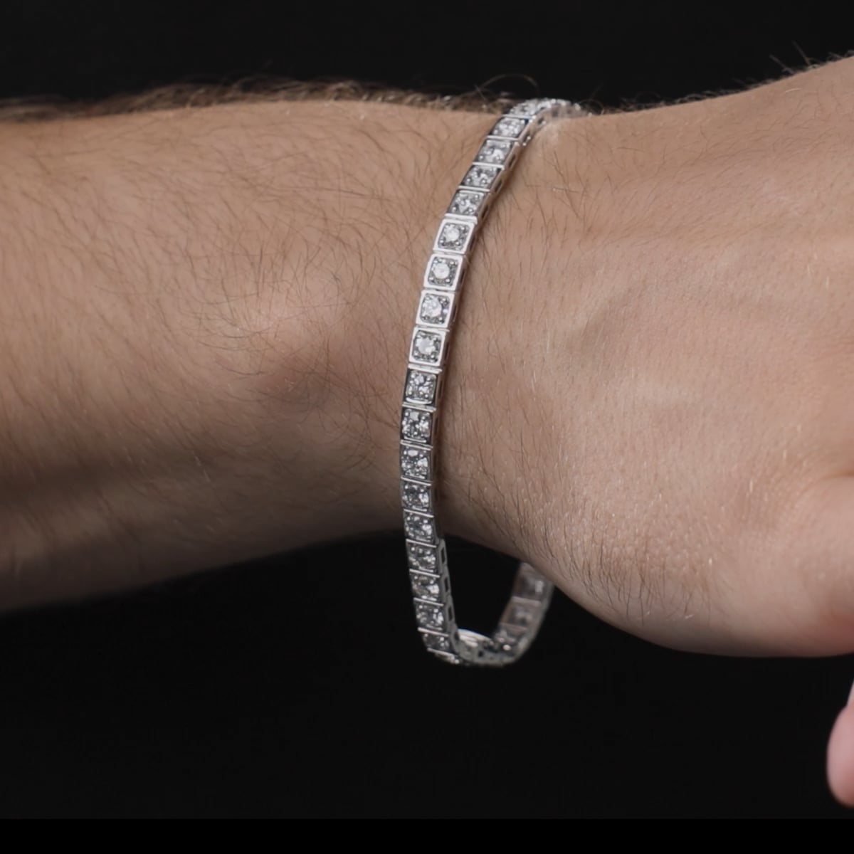 Round Moissanite Square Bezel Tennis Bracelet – view 4