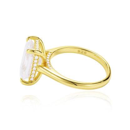 4.5 CT Emerald Cut Solitaire Band with Cathedral Setting and Shoulder Accents