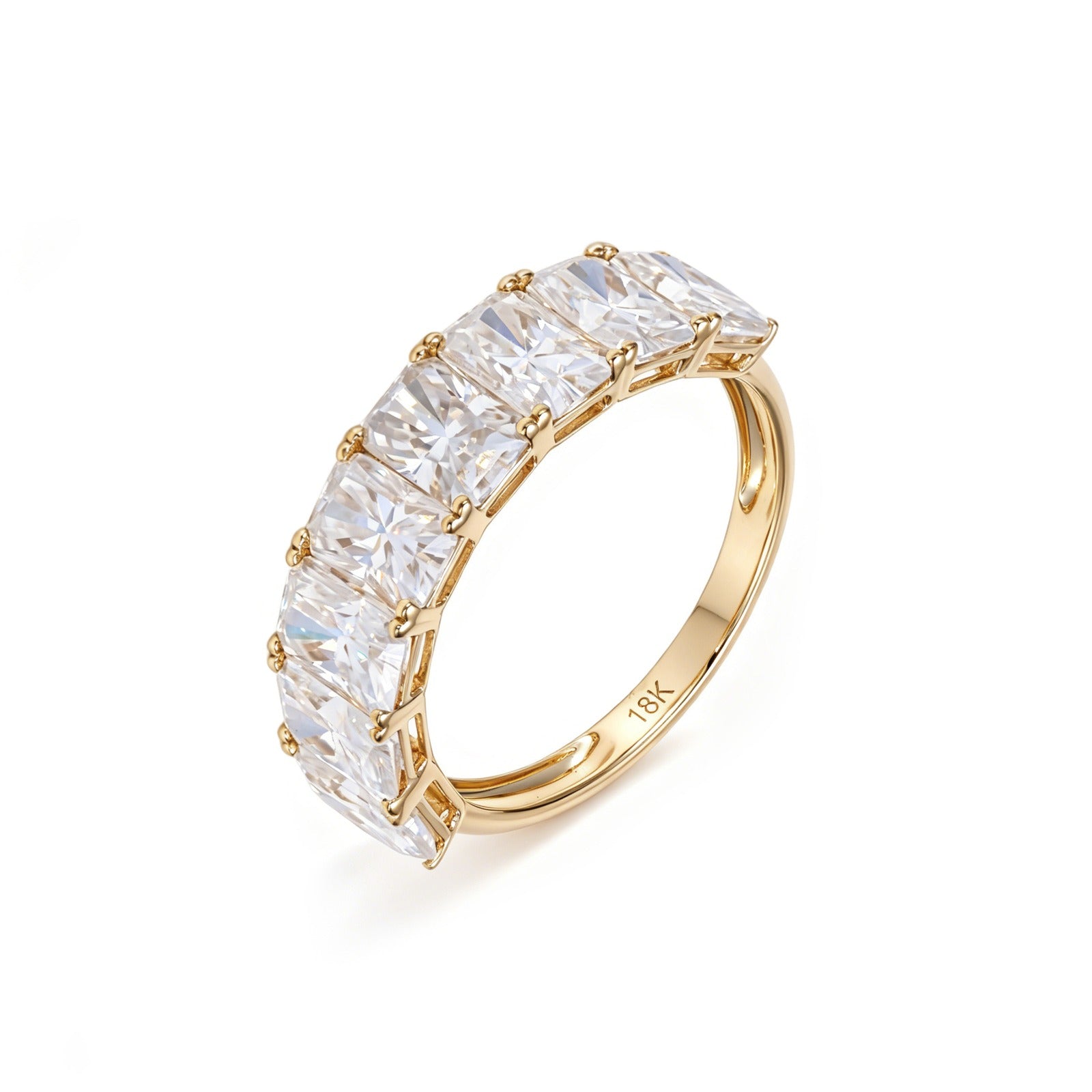 6x4mm (8) 18K Gold Radiant Cut Half Eternity Band – view 2