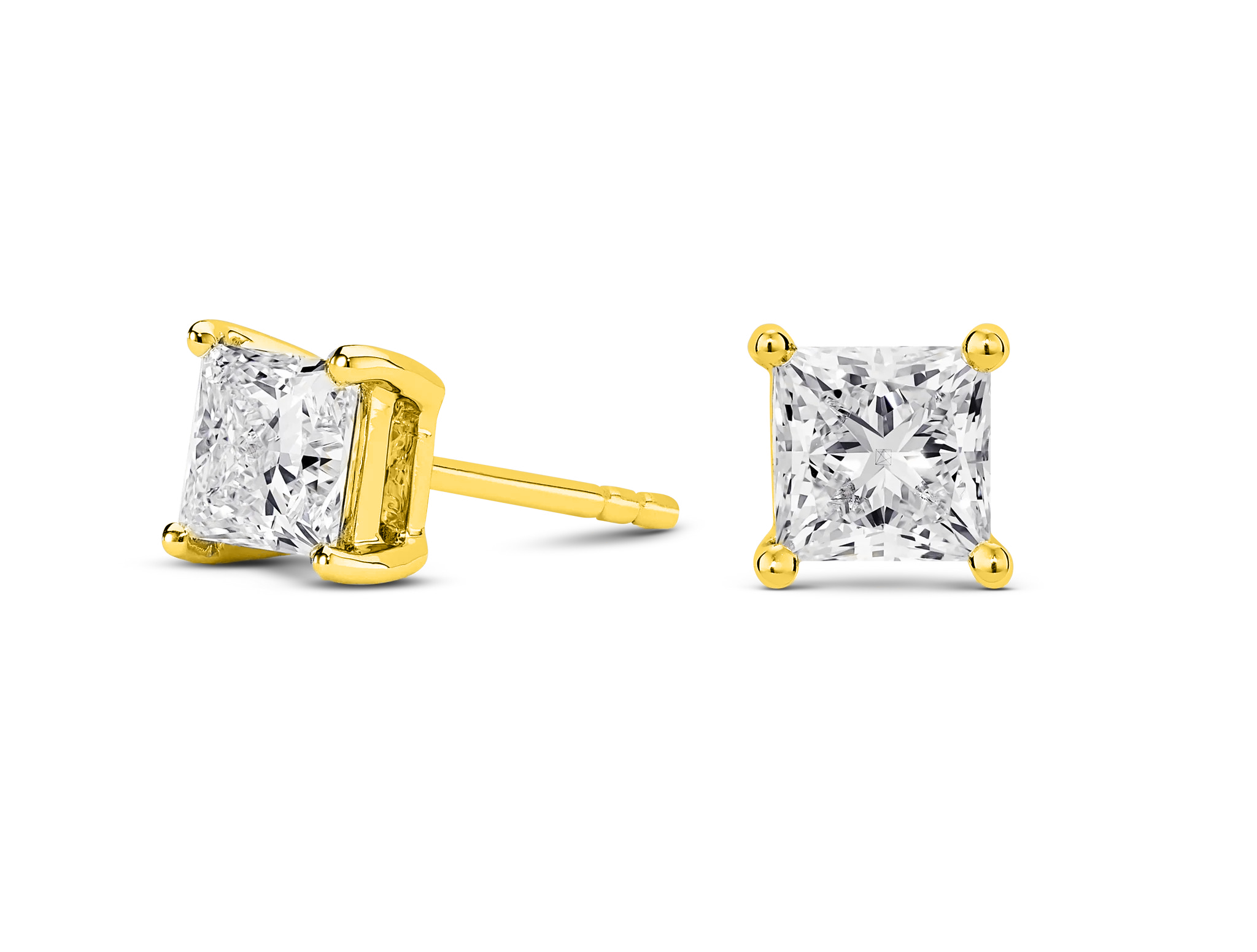 Square Stud Earrings (2CT. Total) – view 3
