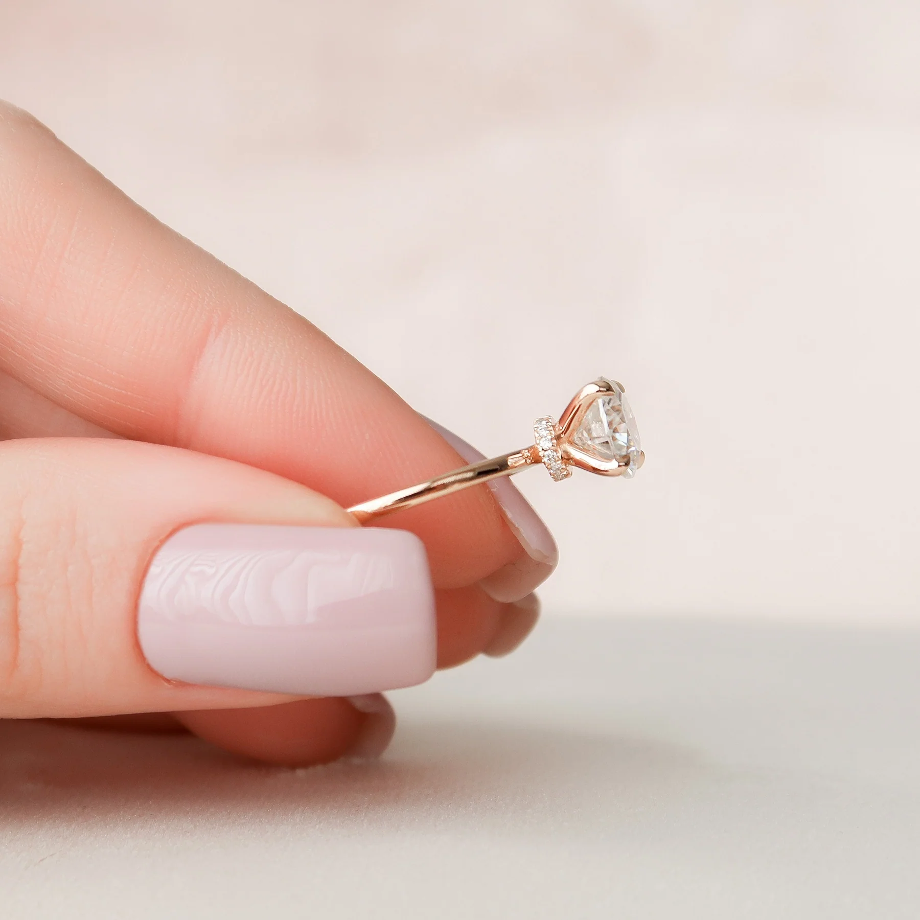 3 Carat Round Cut Solitaire Band Engagement Ring with Hidden Halo – view 5