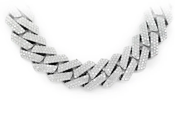 22mm Cuban Link Necklace – Moissanite or Lab Diamond, 14k Gold Plated