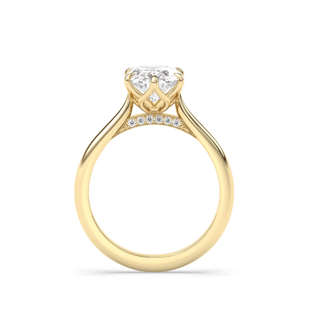 2 Carat Oval Cut with Hidden Accents and Unique Petal Setting