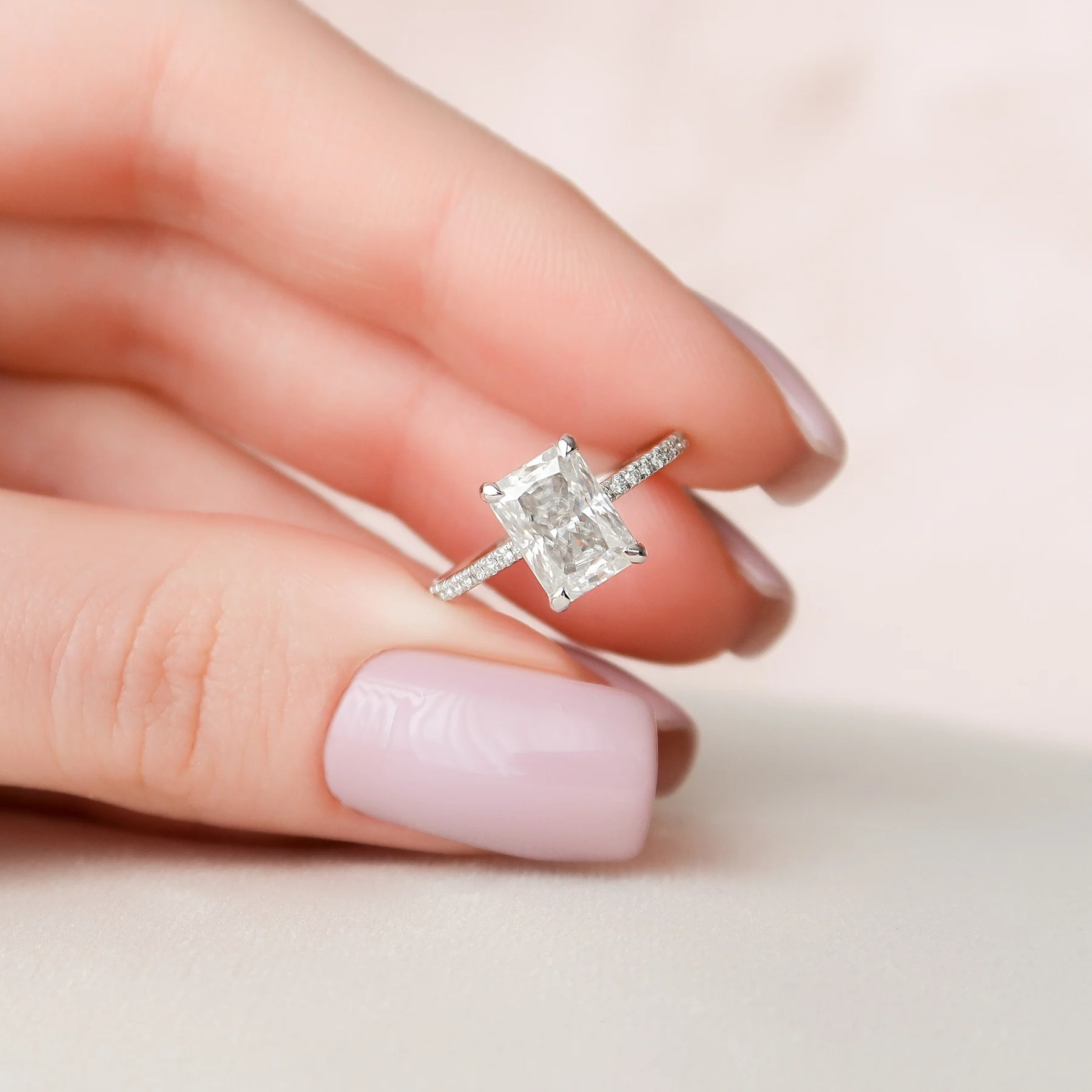3 Carat Radiant Cut with Infinity Pavé Band and Cathedral Setting