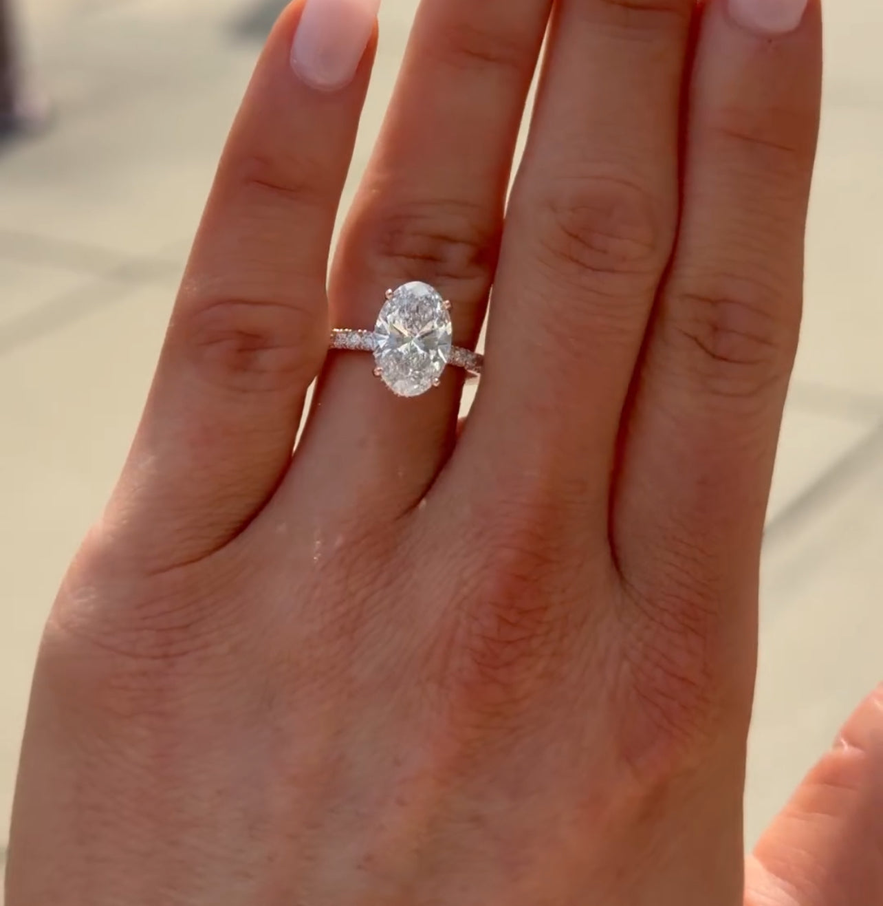 CUSTOM ORDER - 2.5 CT Oval with hidden halo on a solitaire band
