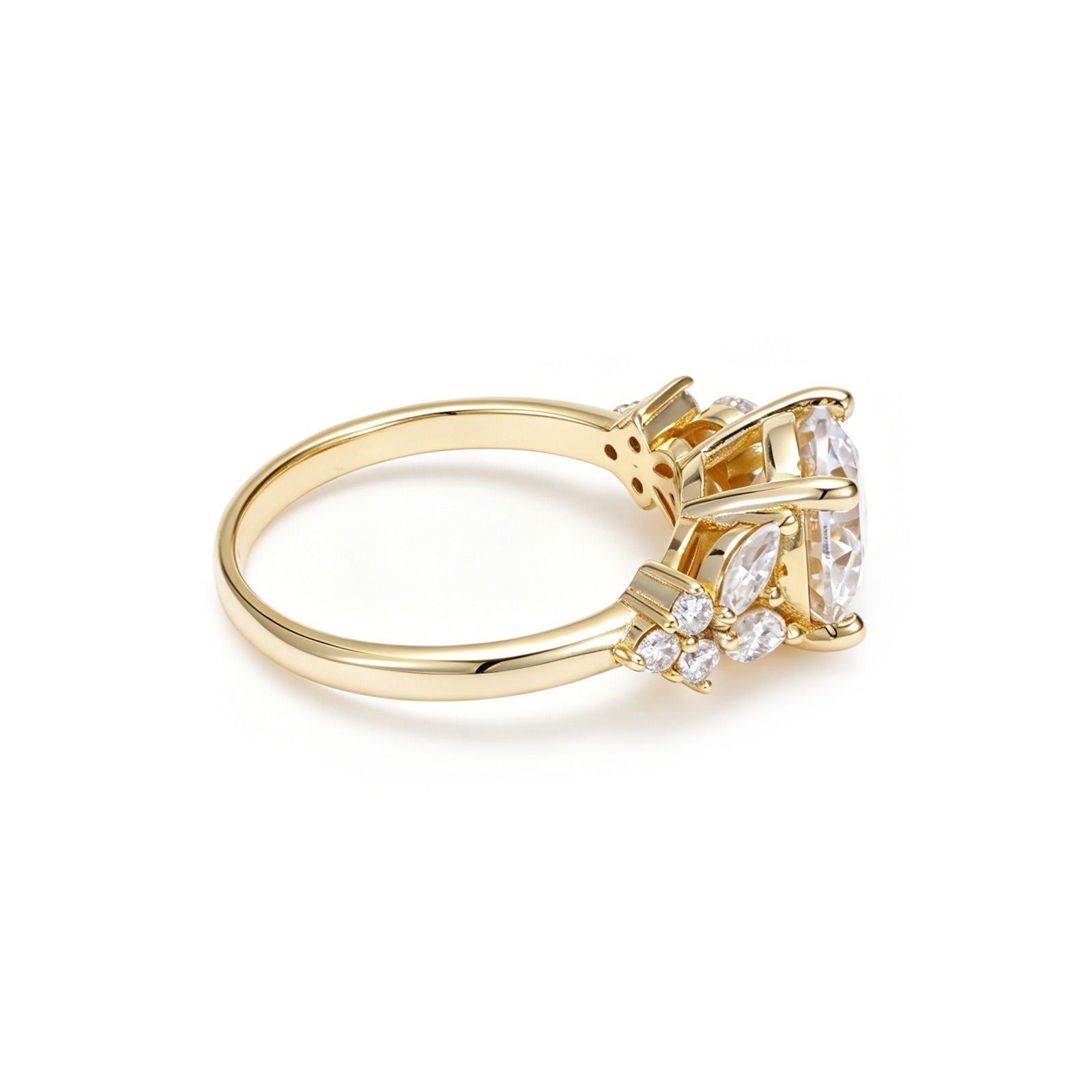 2.00 Carat Round Brilliant Ring – Marquise Side Stones – view 3