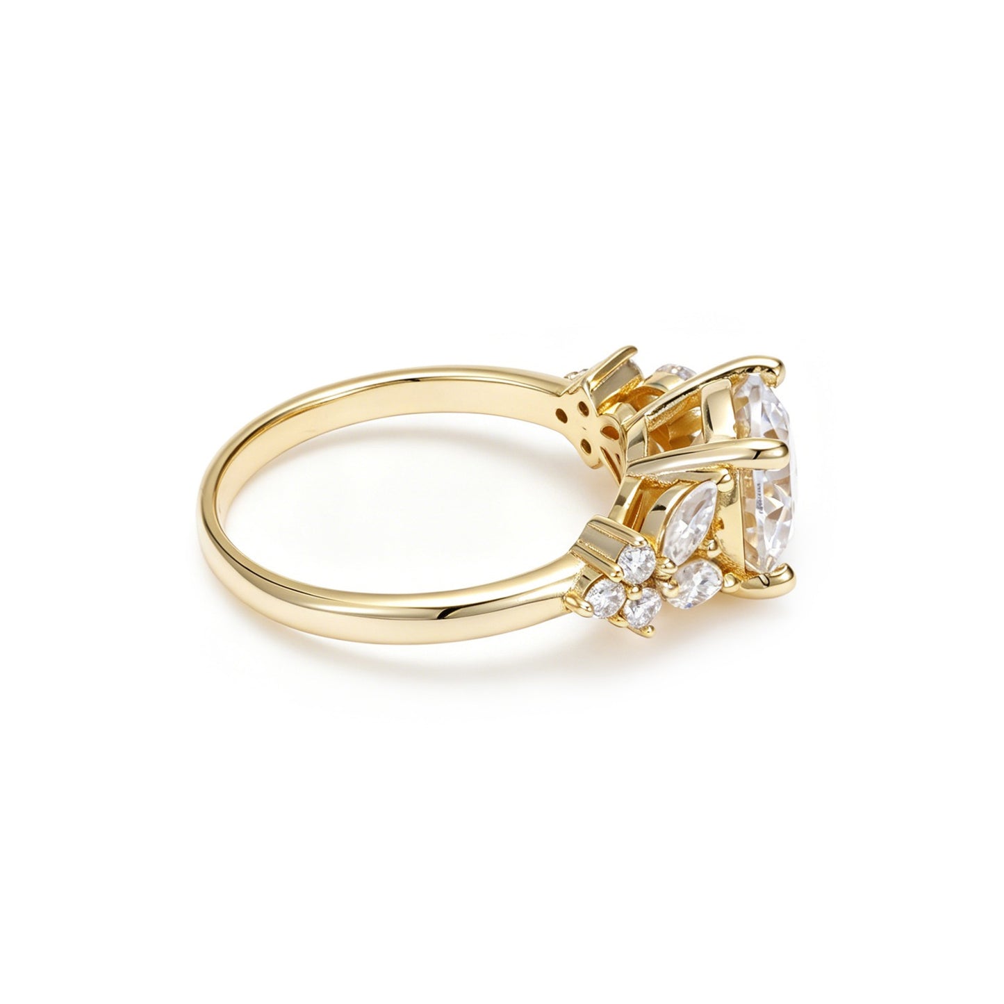 2.00 Carat Round Brilliant Ring – Marquise Side Stones