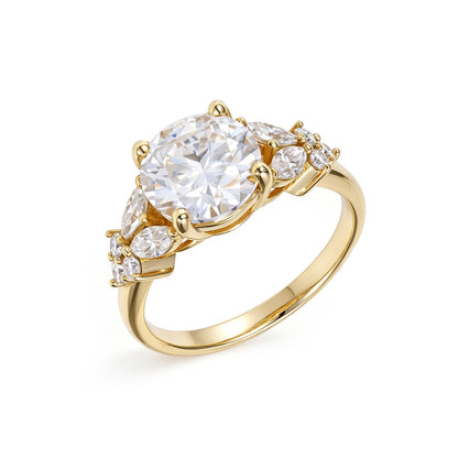2.00 Carat Round Brilliant Ring – Marquise Side Stones