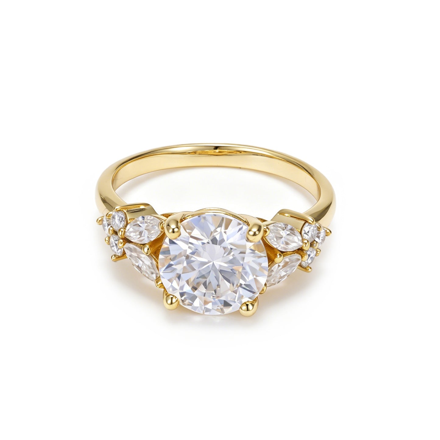 2.00 Carat Round Brilliant Ring – Marquise Side Stones