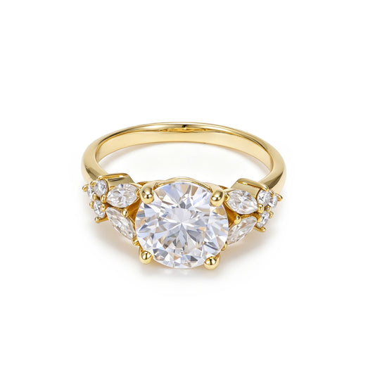 2.00 Carat Round Brilliant Ring – Marquise Side Stones