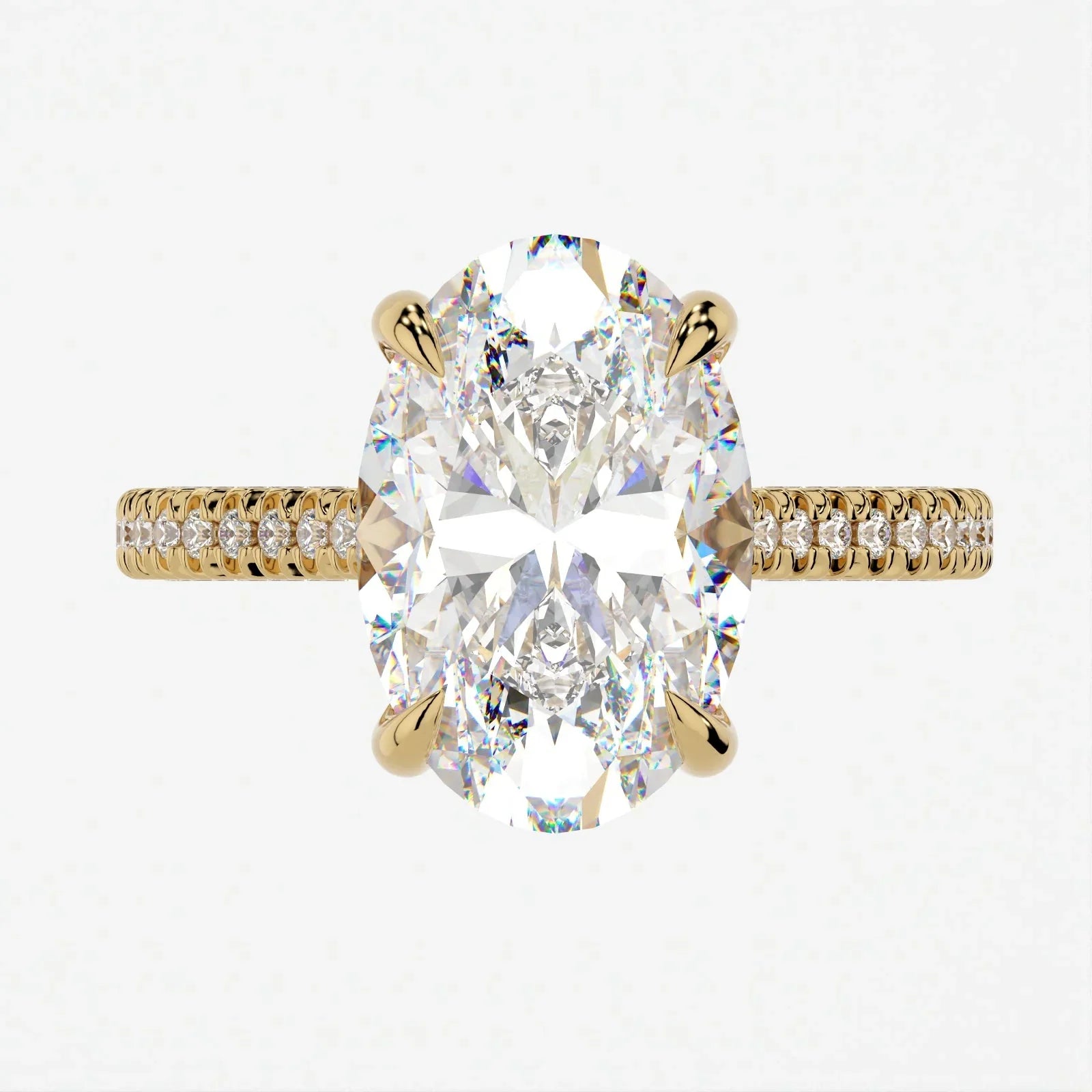 5 Carat Oval Cut Lab Diamond Engagement Ring with Triple Micro Pavé Band – view 3