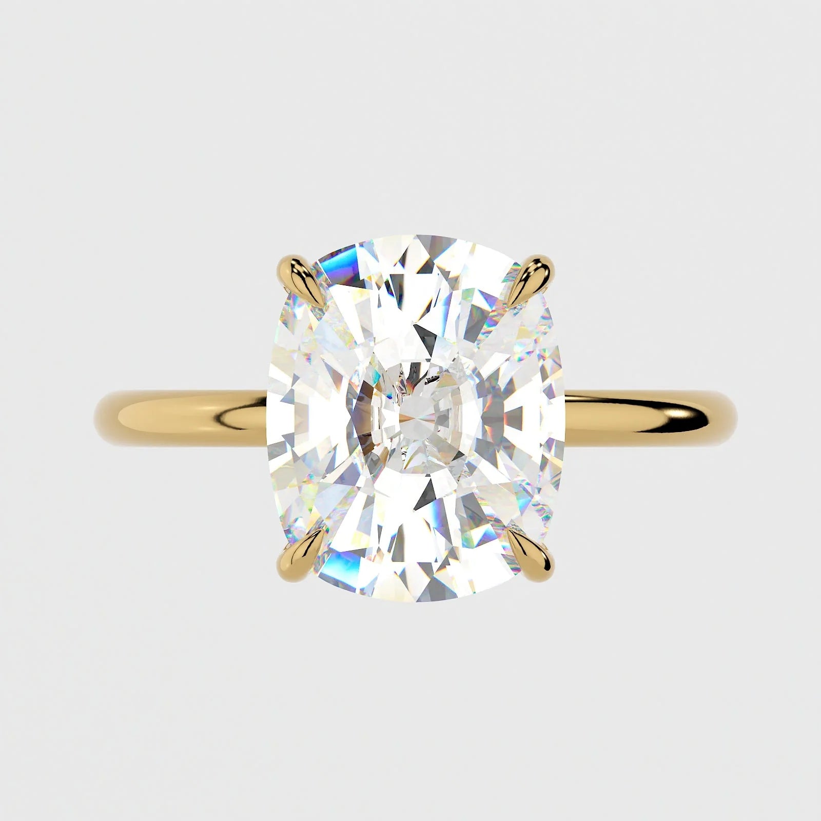 3.5 Carat Cushion Cut Lab Diamond Engagement Ring Solitaire Band – view 2