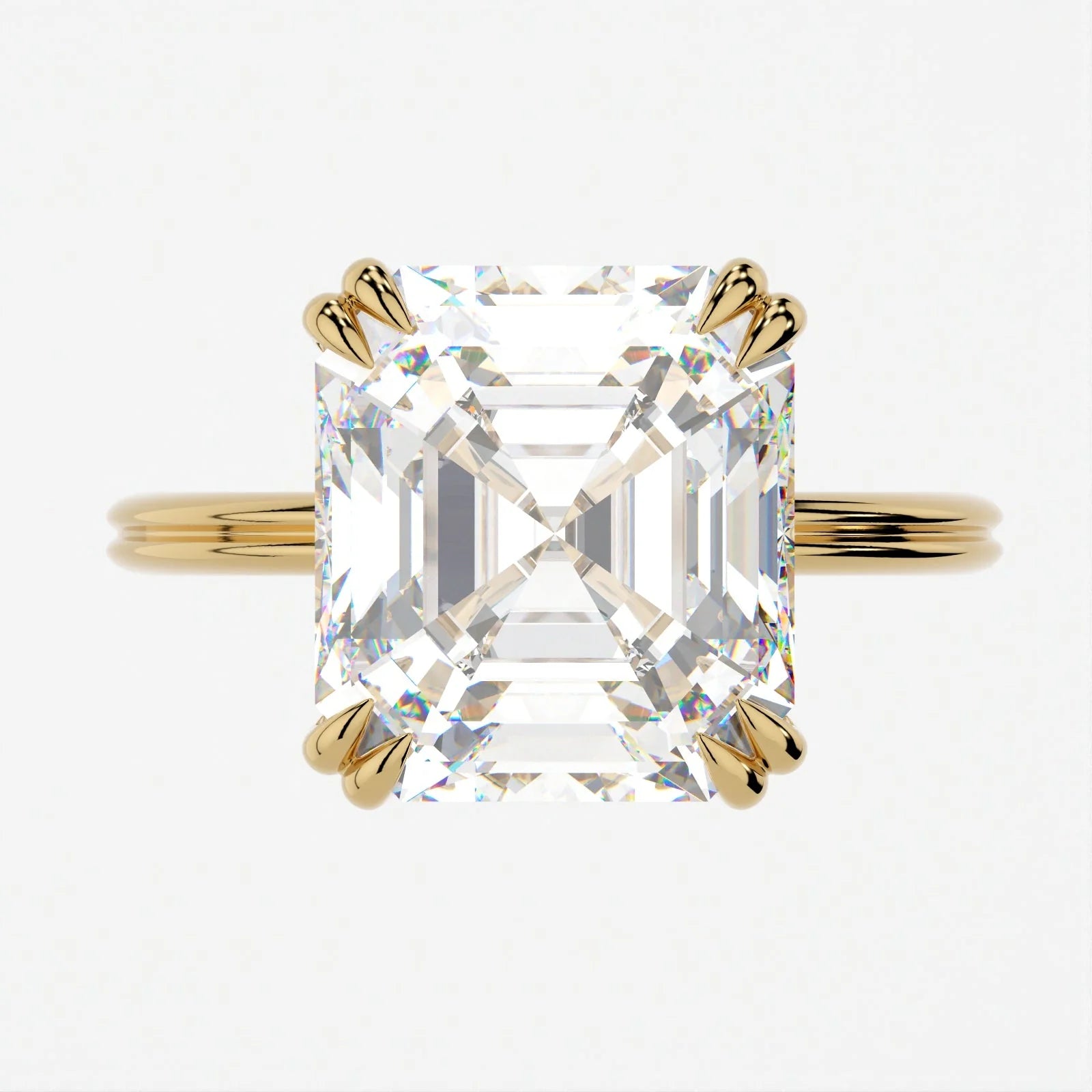3 Carat Asscher Cut Lab Diamond Ring with Split Band and Hidden Halo – view 3