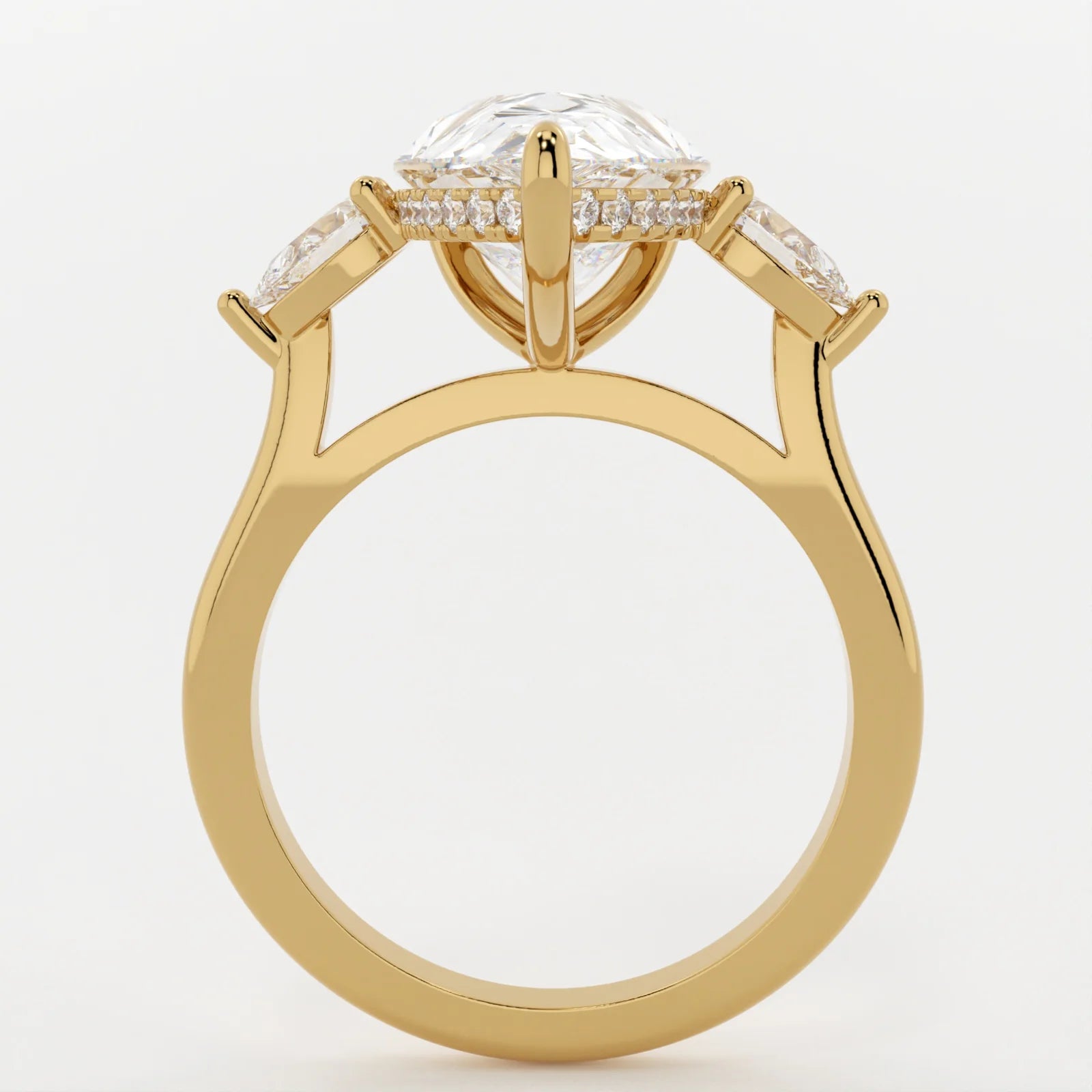 3.5 Carat Pear Cut Lab Diamond Engagement Ring with 3-Stone Setting – view 4