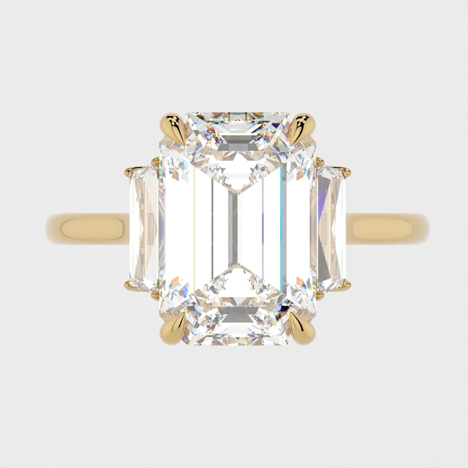 4 Carat Emerald Cut 3-Stone With Solitaire Band – view 2