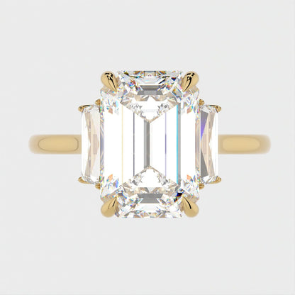 4 Carat Emerald Cut 3-Stone With Solitaire Band