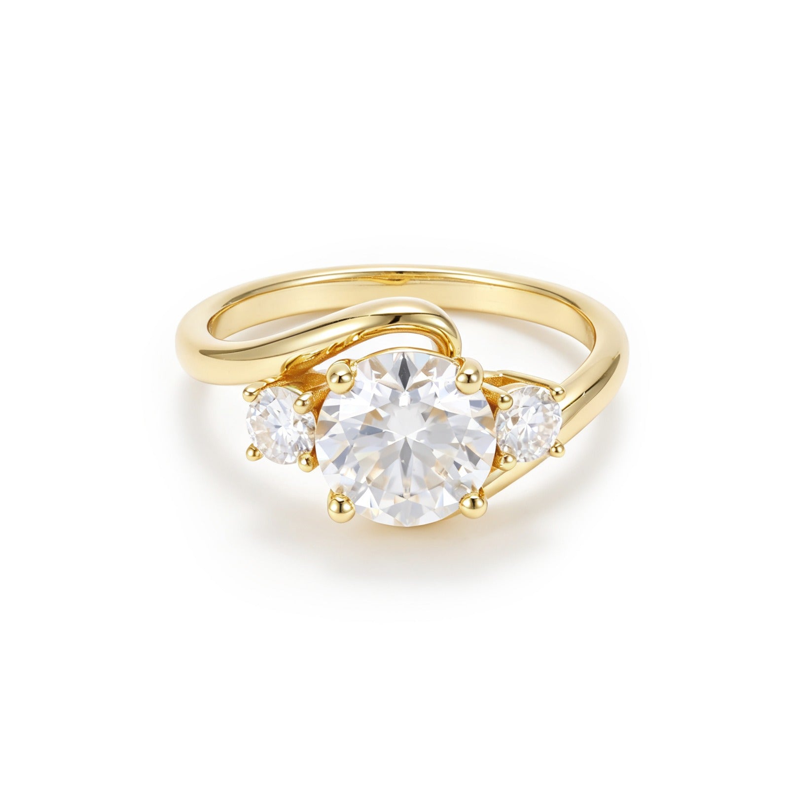 Unique 2 Carat Round Engagement Ring with Shoulder Accents