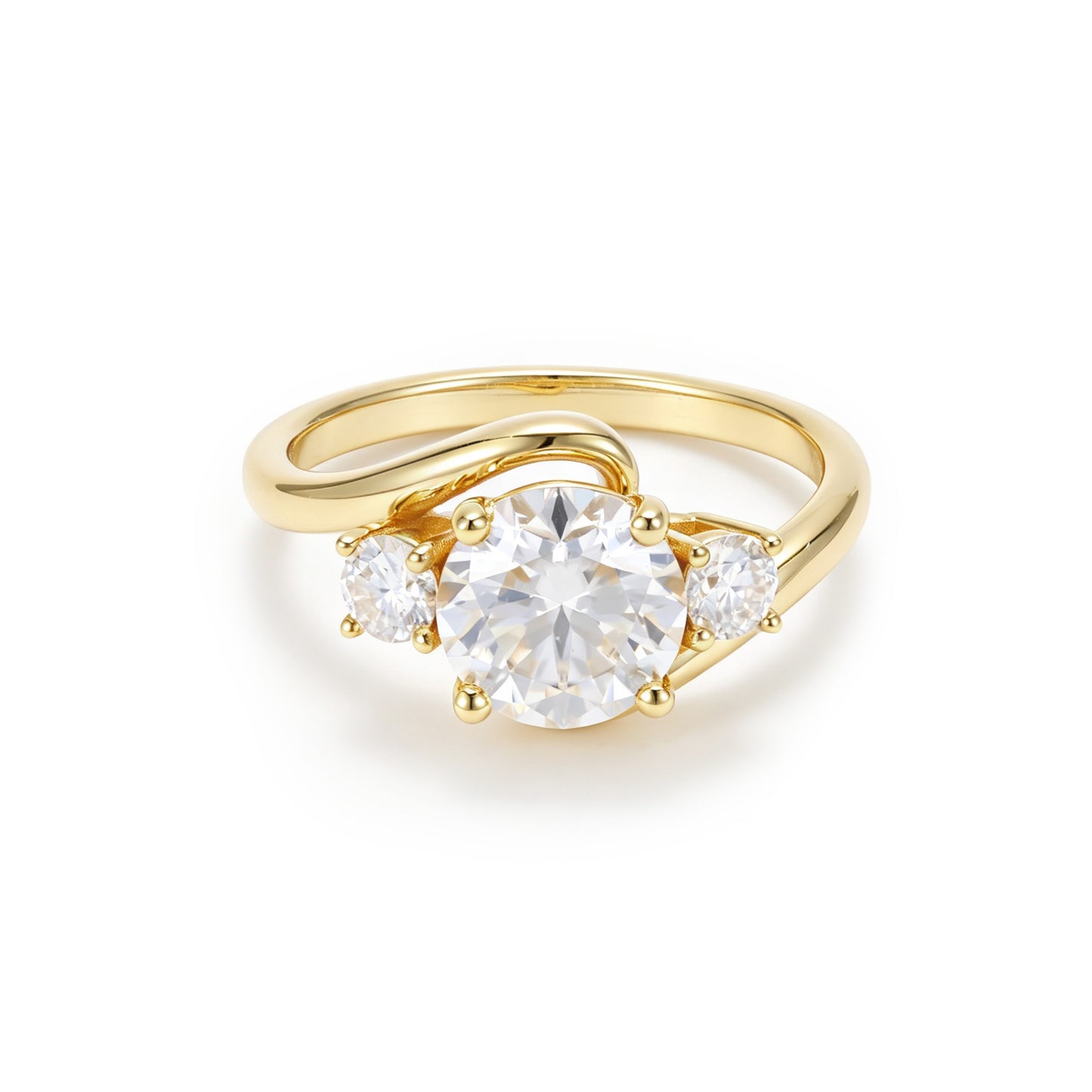Unique 2 Carat Round Engagement Ring with Shoulder Accents