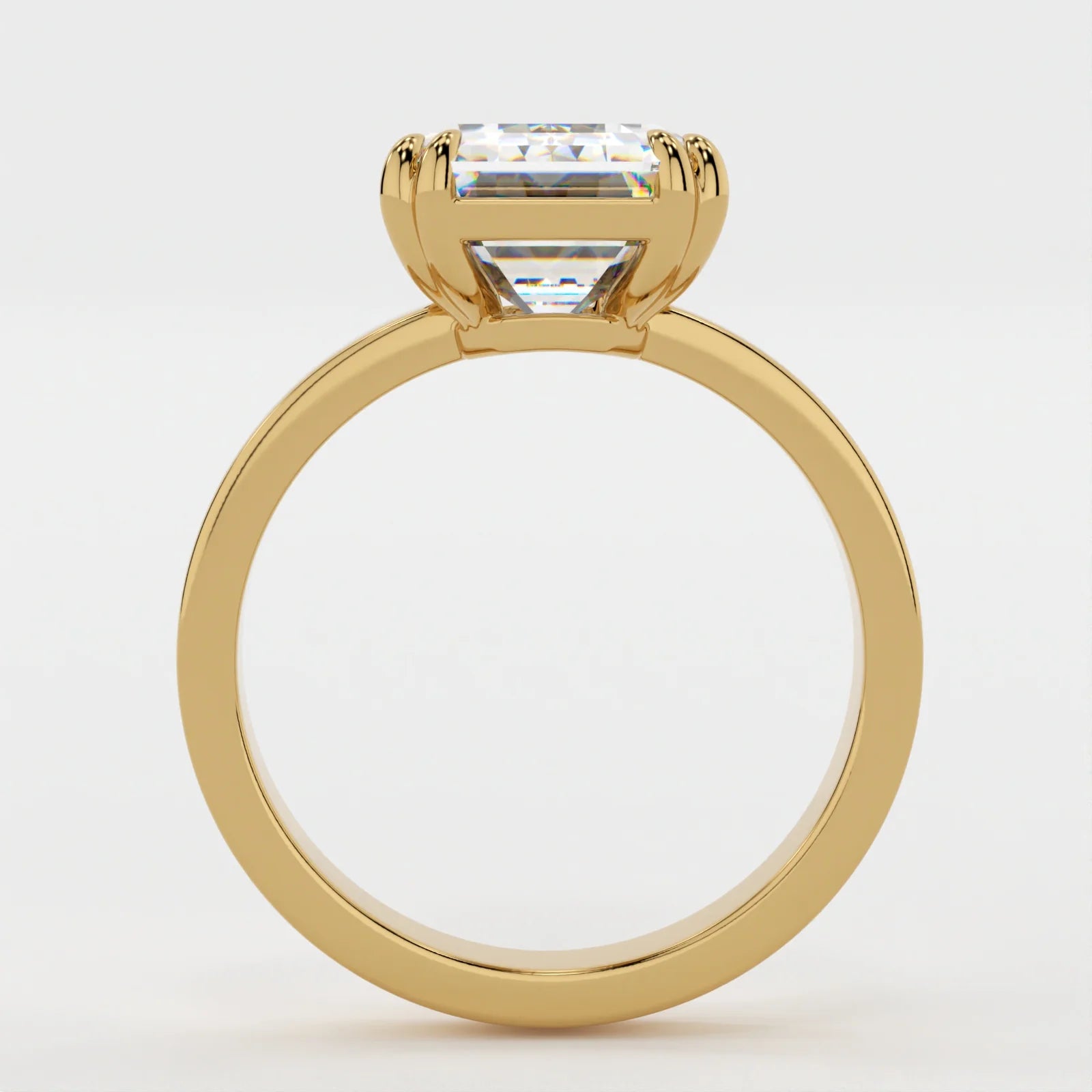 4 Carat Emerald Cut Lab Diamond Engagement Ring with a Squared Off Solitaire Band – view 2