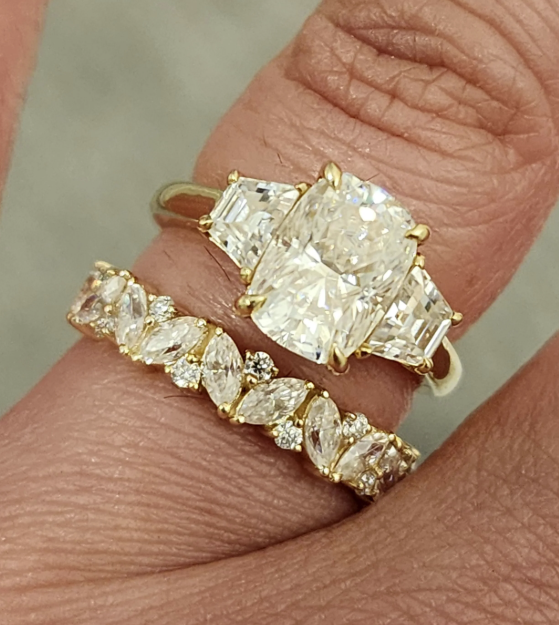 Unique Marquise and Round Stone Half-Eternity Band (Band Only)
