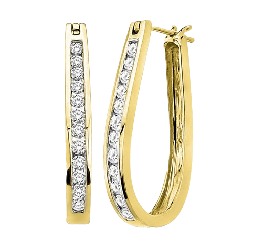 Channel Set Hoop Earrings 1 CT Total Weight