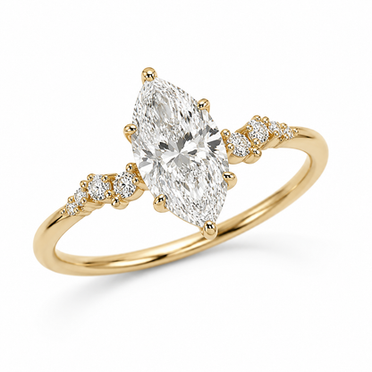 4 Carat Marquise Petal Band Engagement Ring