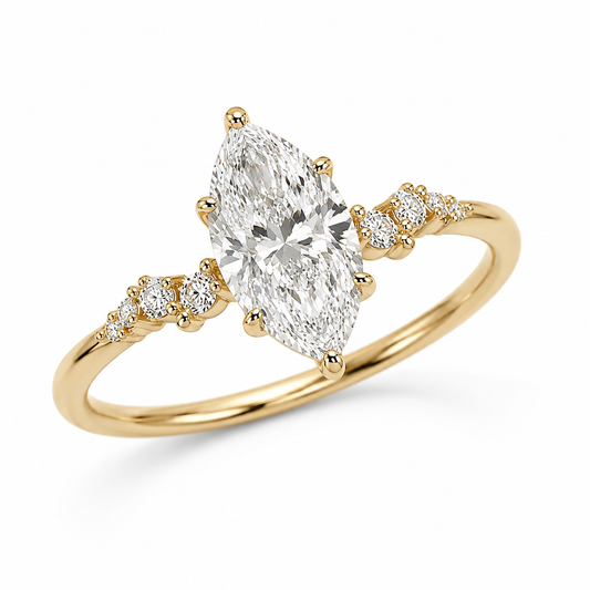 4 Carat Marquise Petal Band Engagement Ring