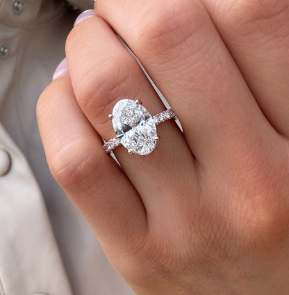 CUSTOM ORDER - 2.5 CT Oval with hidden halo on a solitaire band