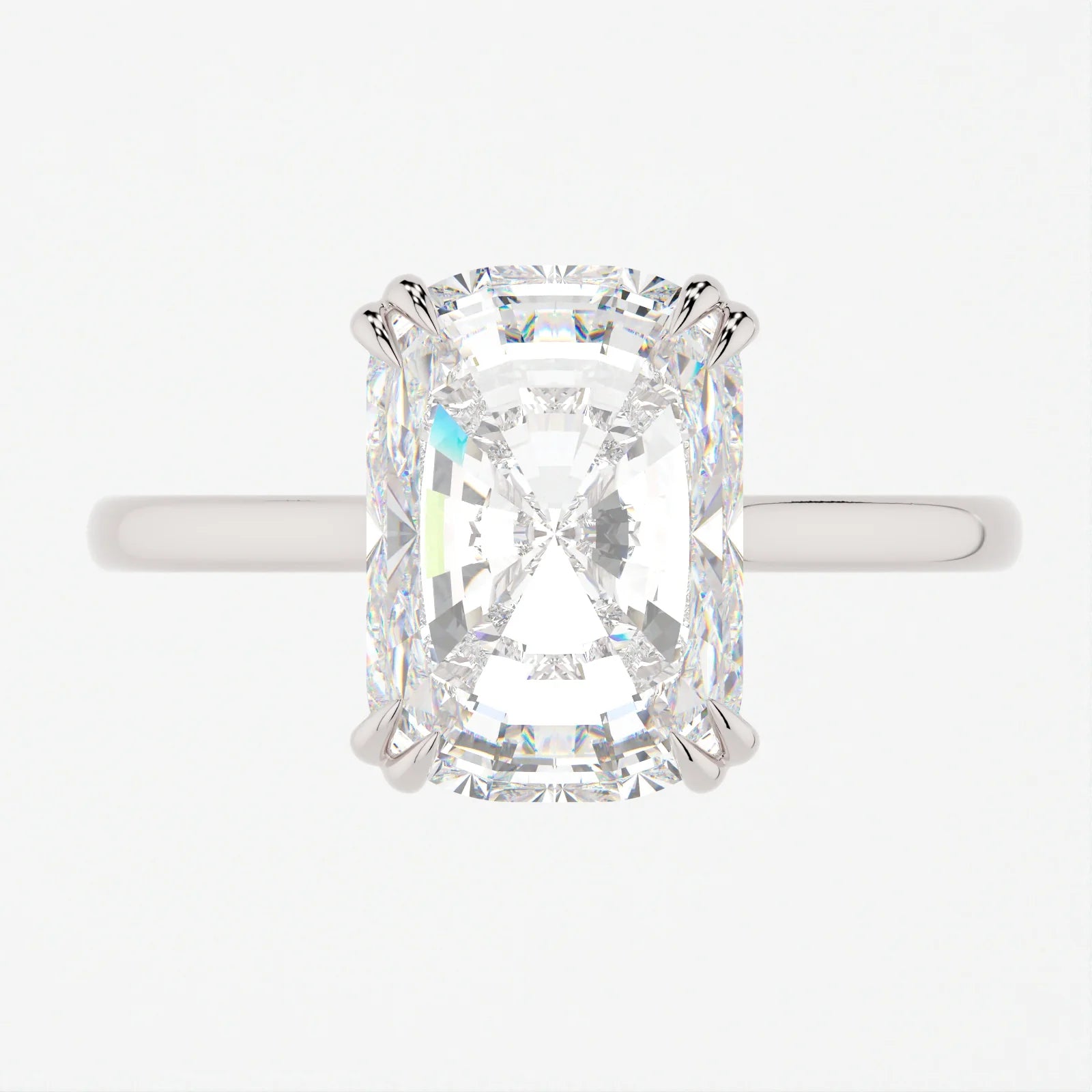 3 Carat Radiant Cut Lab Diamond Engagement Ring with a Solitaire Band – view 3