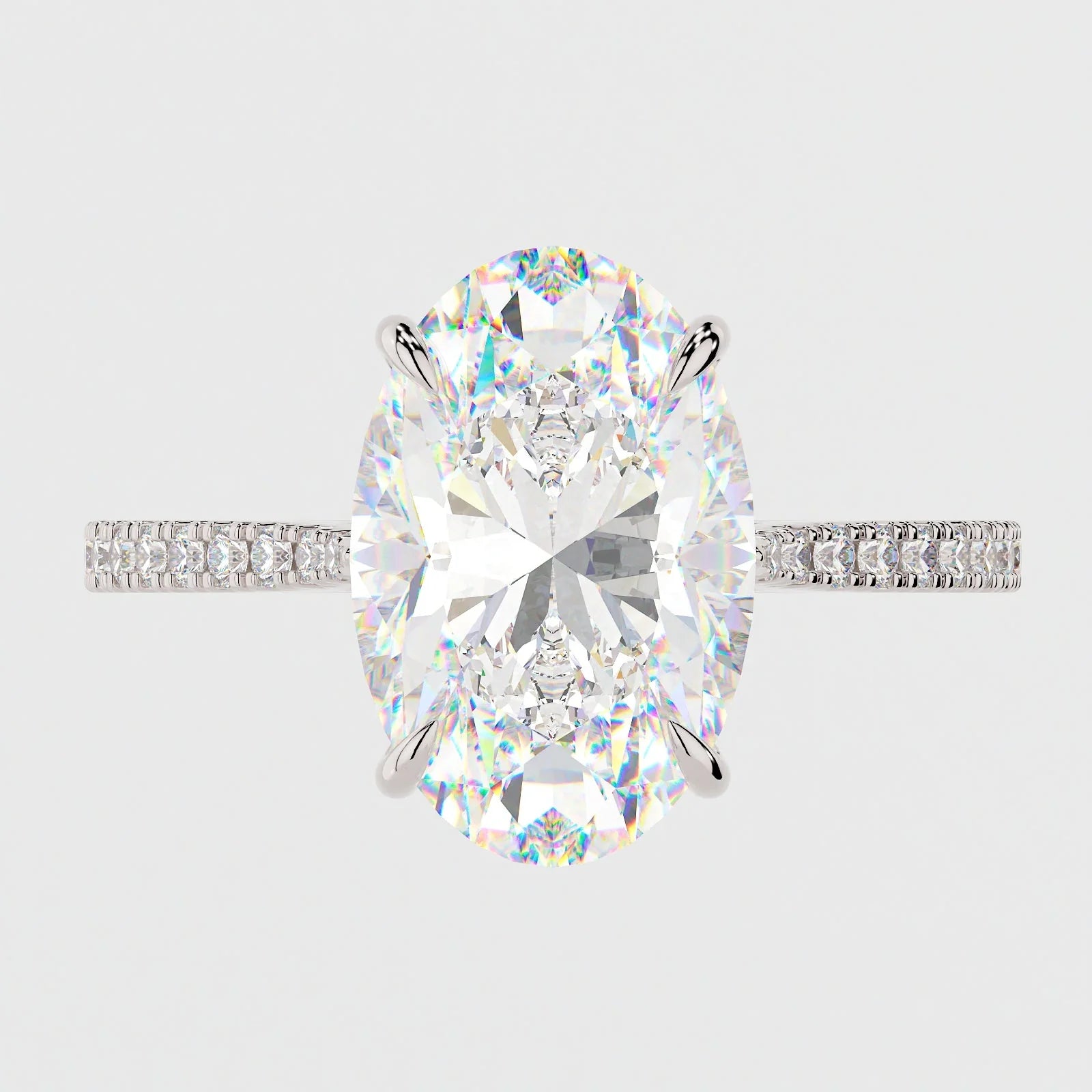 3 Carat Oval Cut with Knife Edge Micro Pavé Band – view 2