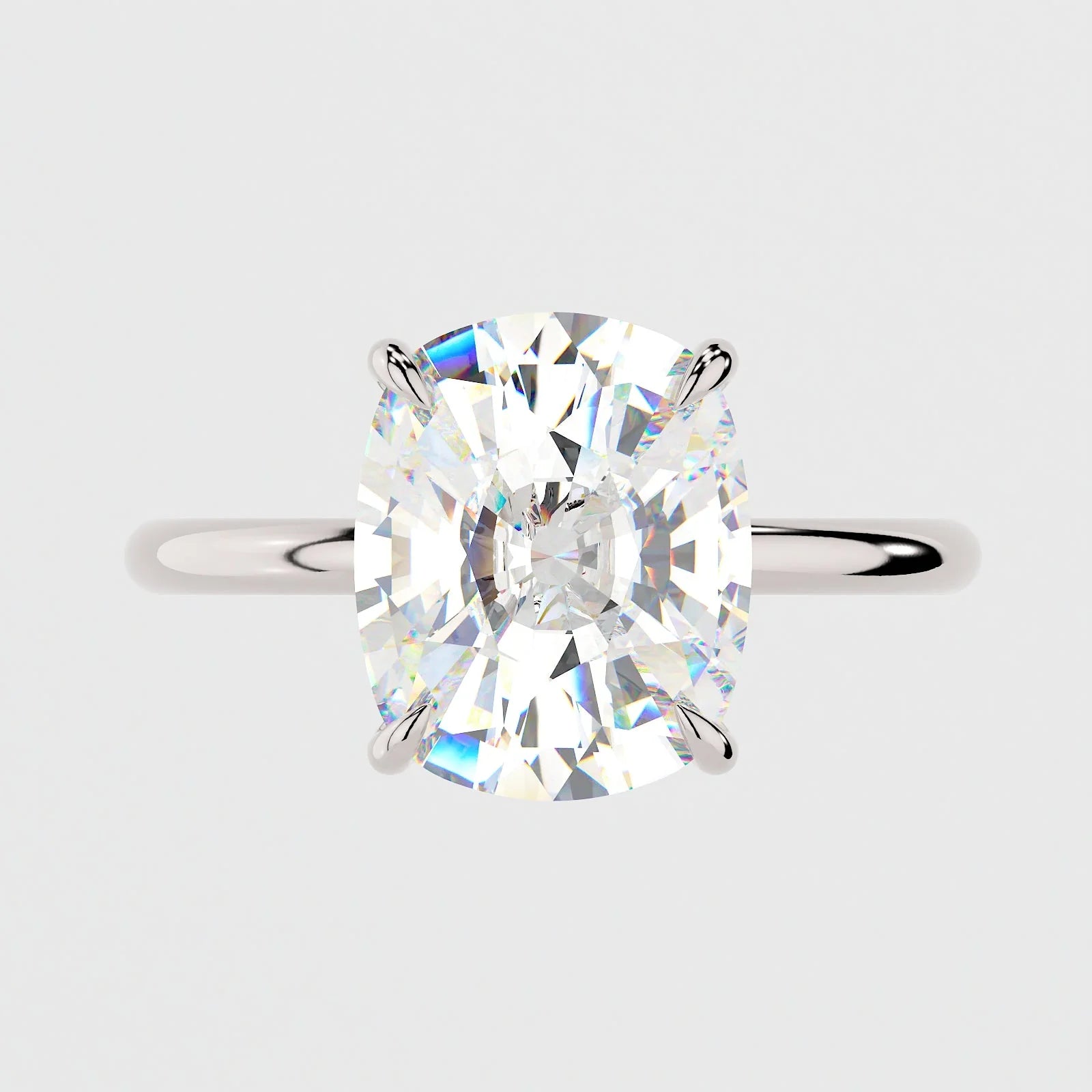3.5 Carat Cushion Cut Lab Diamond Engagement Ring Solitaire Band – view 2