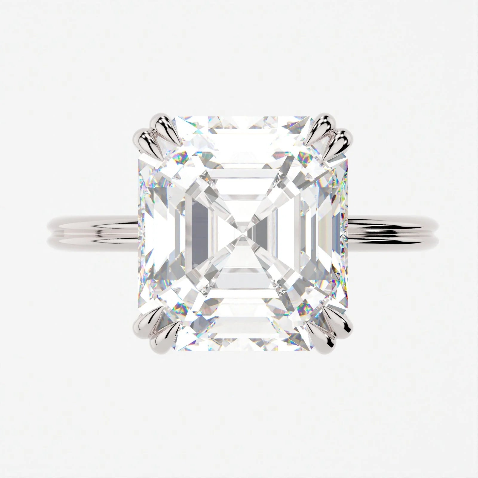 3 Carat Asscher Cut Lab Diamond Ring with Split Band and Hidden Halo – view 3