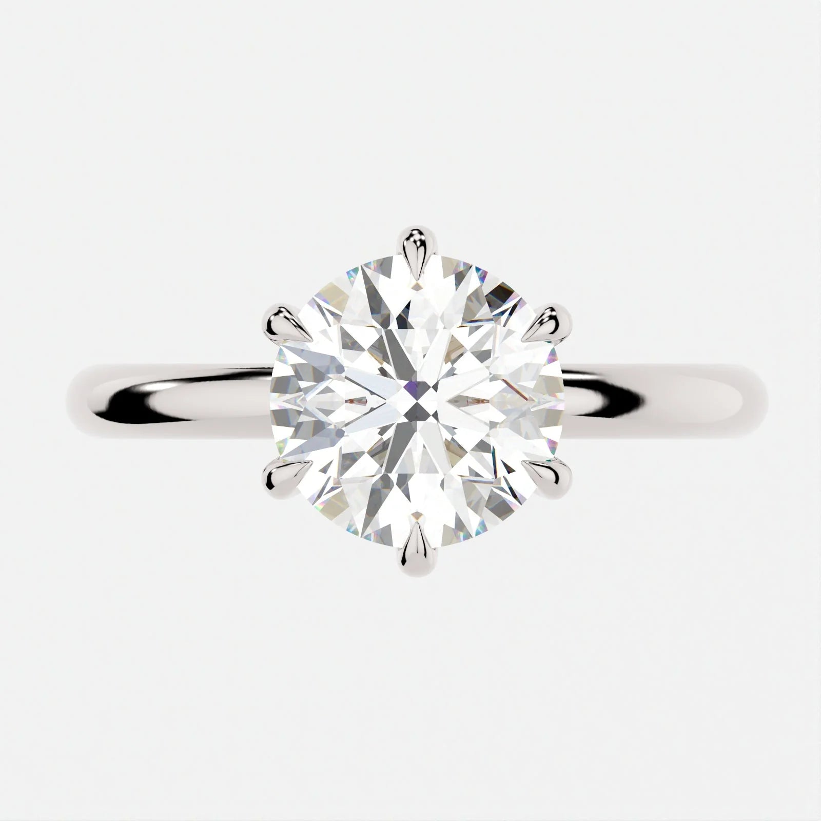 2.5 CT Round Cut - Solitaire Band and High Halo
