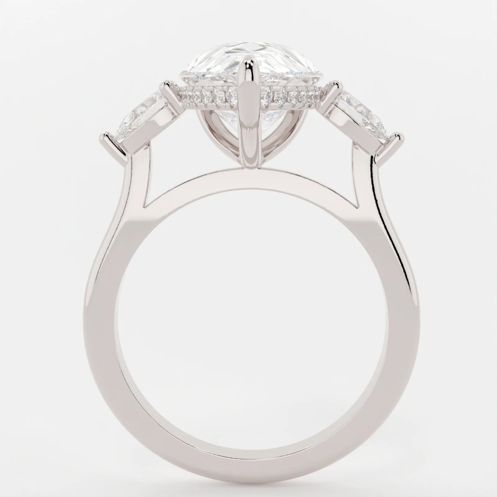 3.5 Carat Pear Cut Lab Diamond Engagement Ring with 3-Stone Setting – view 3