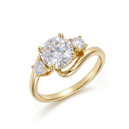 Unique 2 Carat Round Engagement Ring with Shoulder Accents