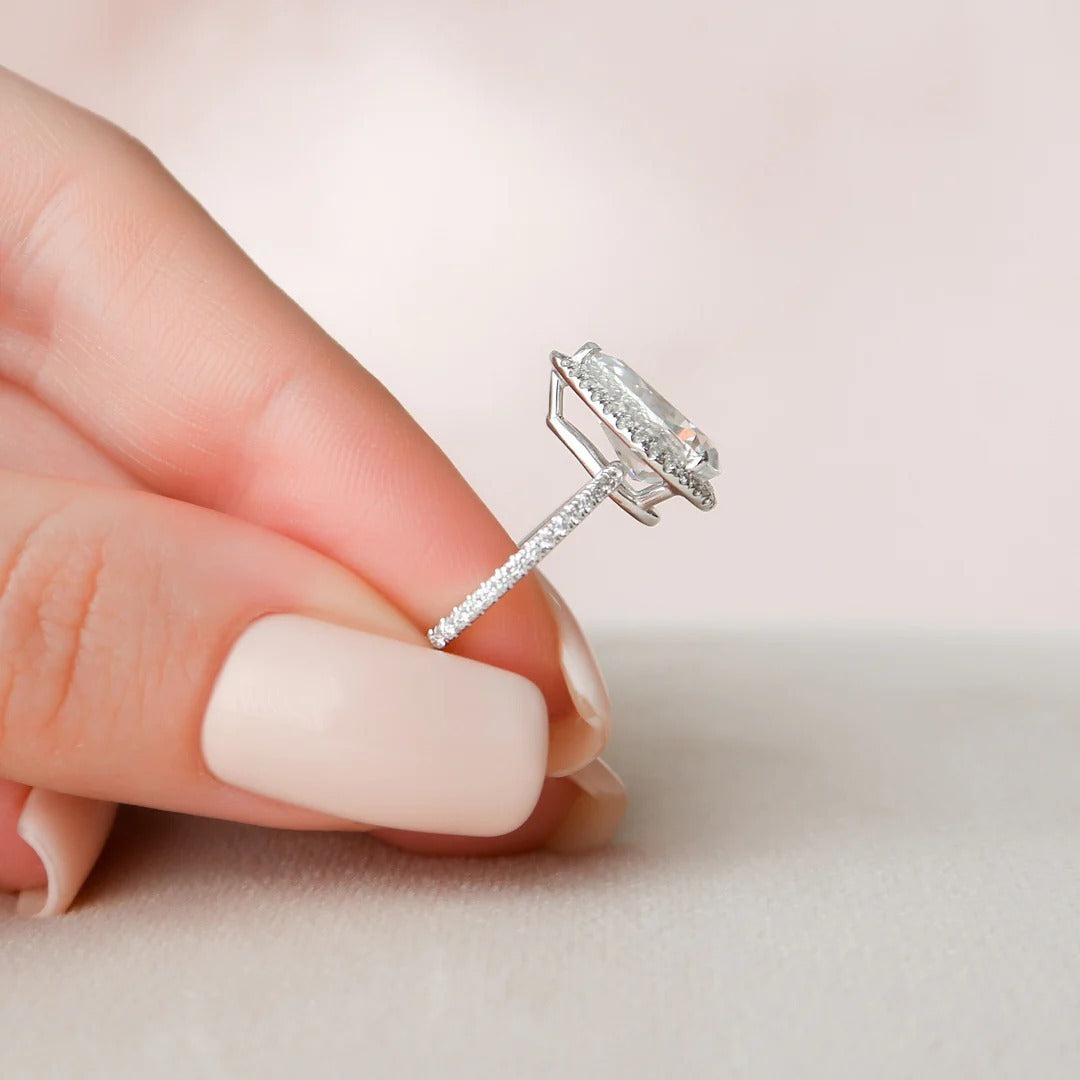 3 Carat Pear Cut Lab Diamond Ring with Halo – view 2