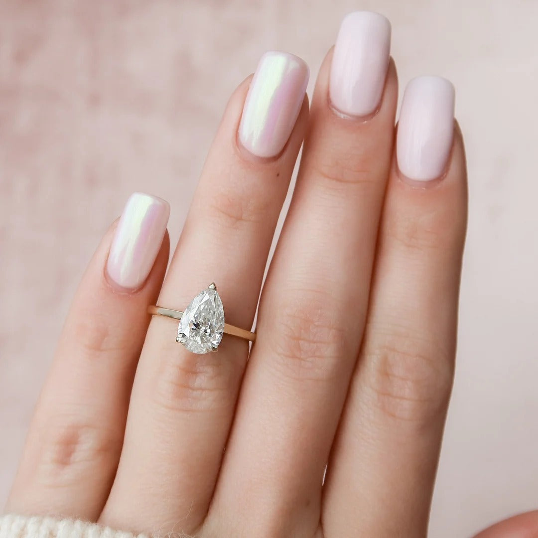 3 Carat Pear Cut with a Solitaire Band, Hidden Halo and Shoulder Accents – view 7