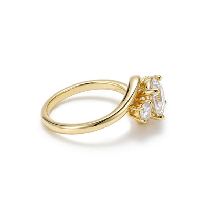 Unique 2 Carat Round Engagement Ring with Shoulder Accents