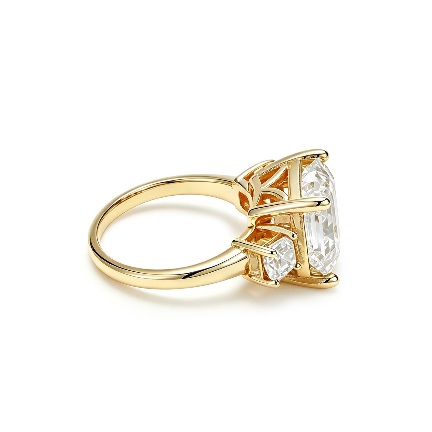 5.00 Carat Asscher Cut Three-Stone Ring