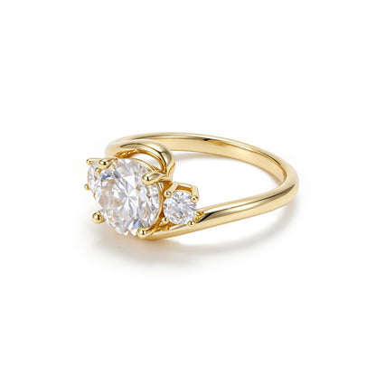 Unique 2 Carat Round Engagement Ring with Shoulder Accents