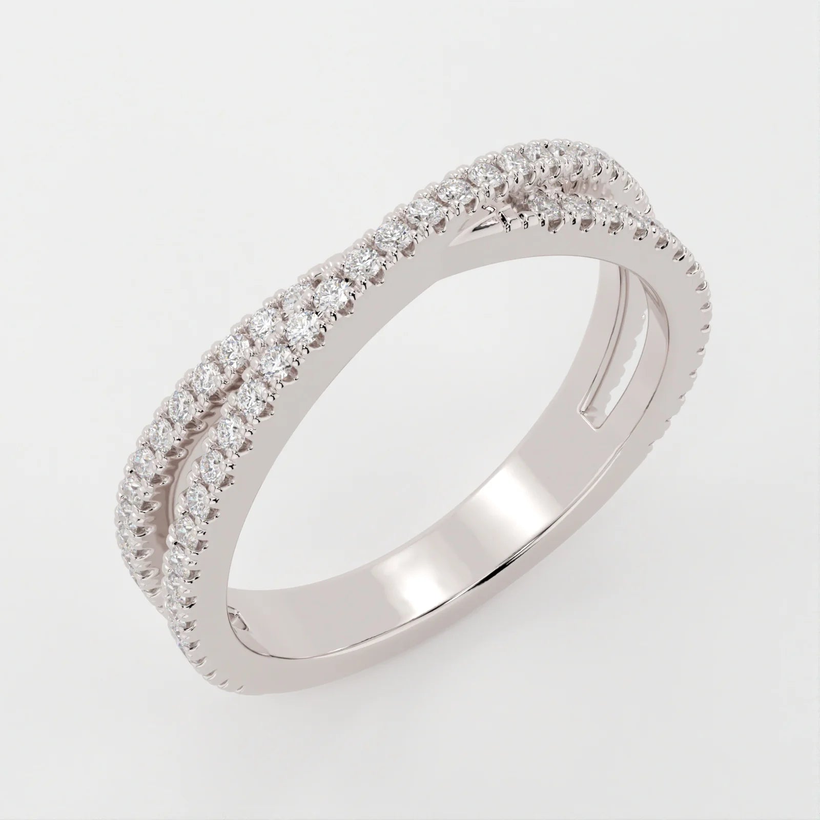 (.6 CT T.W.) Round Cut - Double Band Crossover - Reflections Jewelers