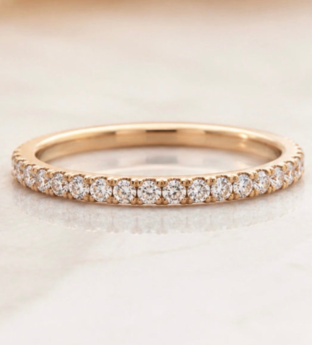 1.7mm Pavé Band in Gold – Thin Stackable Wedding Ring