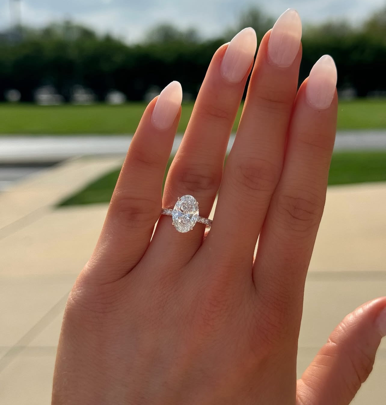CUSTOM ORDER - 2.5 CT Oval with hidden halo on a solitaire band