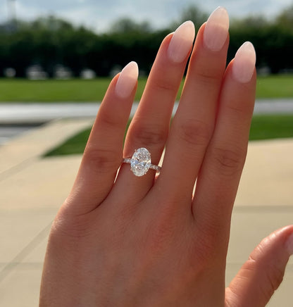 CUSTOM ORDER - 2.5 CT Oval with hidden halo on a solitaire band