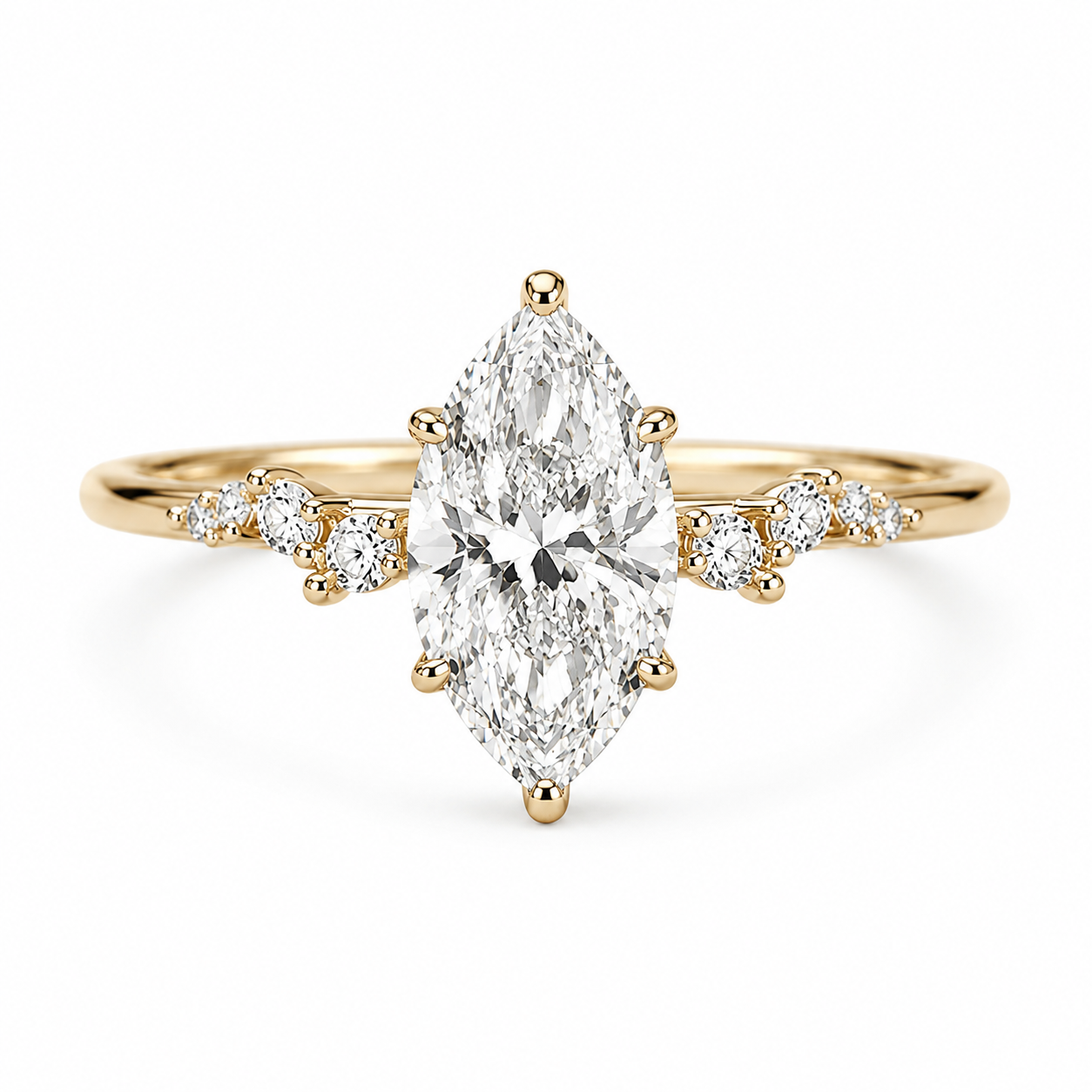 4 Carat Marquise Petal Band Engagement Ring