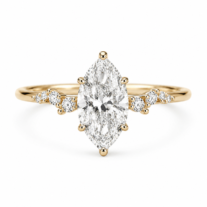 4 Carat Marquise Petal Band Engagement Ring