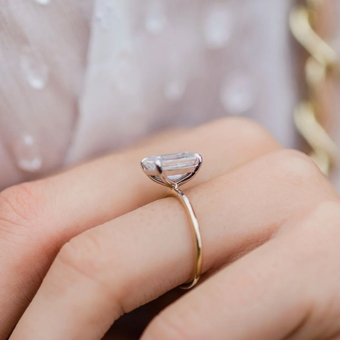 4.5 CT Emerald Cut Solitaire Band – view 2