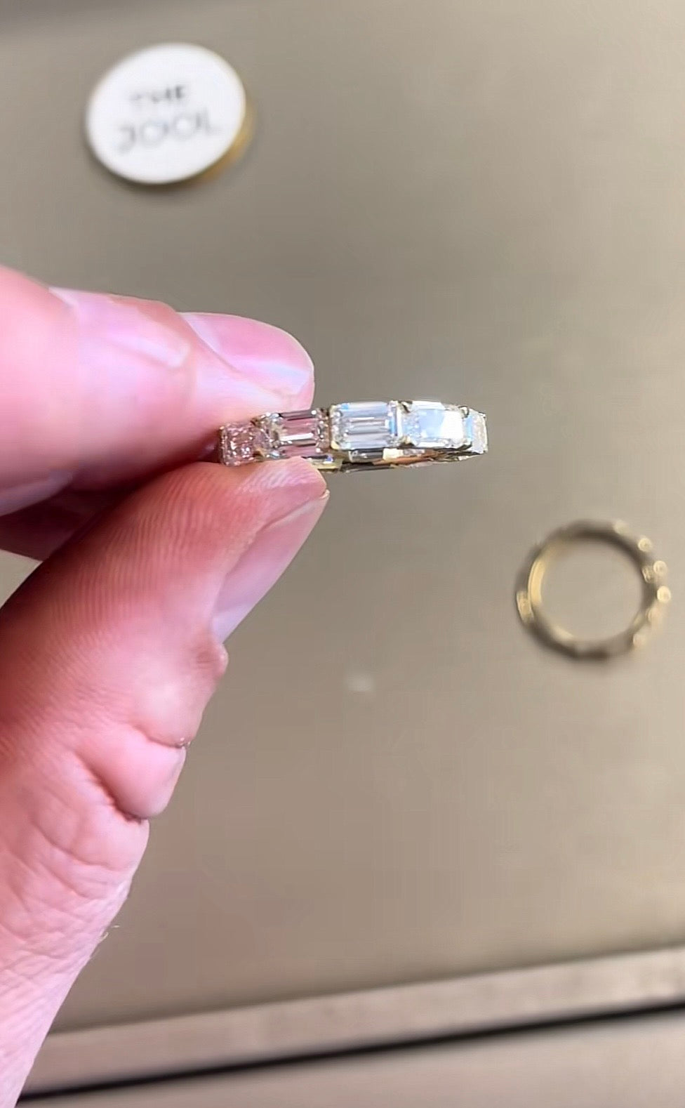 18k Yellow Gold East-West Emerald Cut Band